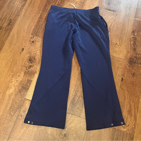 Nike FitDry Women  athletic pants Sz large navy blue white drawstring pockets - Picture 5 of 5